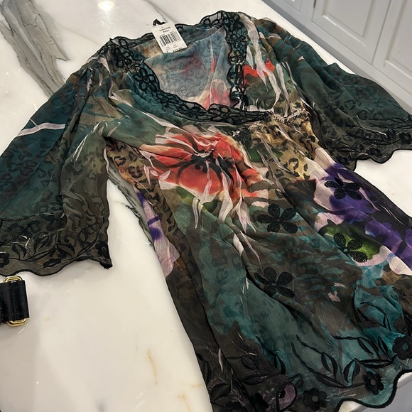 Bohemian Flowy Print Tunic Top-NWT-Sz M - Picture 3 of 8